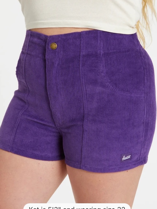 Hammies Pants - Hammies Corduroy High-Rise Shorts 32 in Plum Purple - Womens Fall Halloween